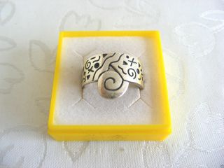 Interessanter Ring Mit Vielen Symbolen,  Silber,  Gr.  57 Bild
