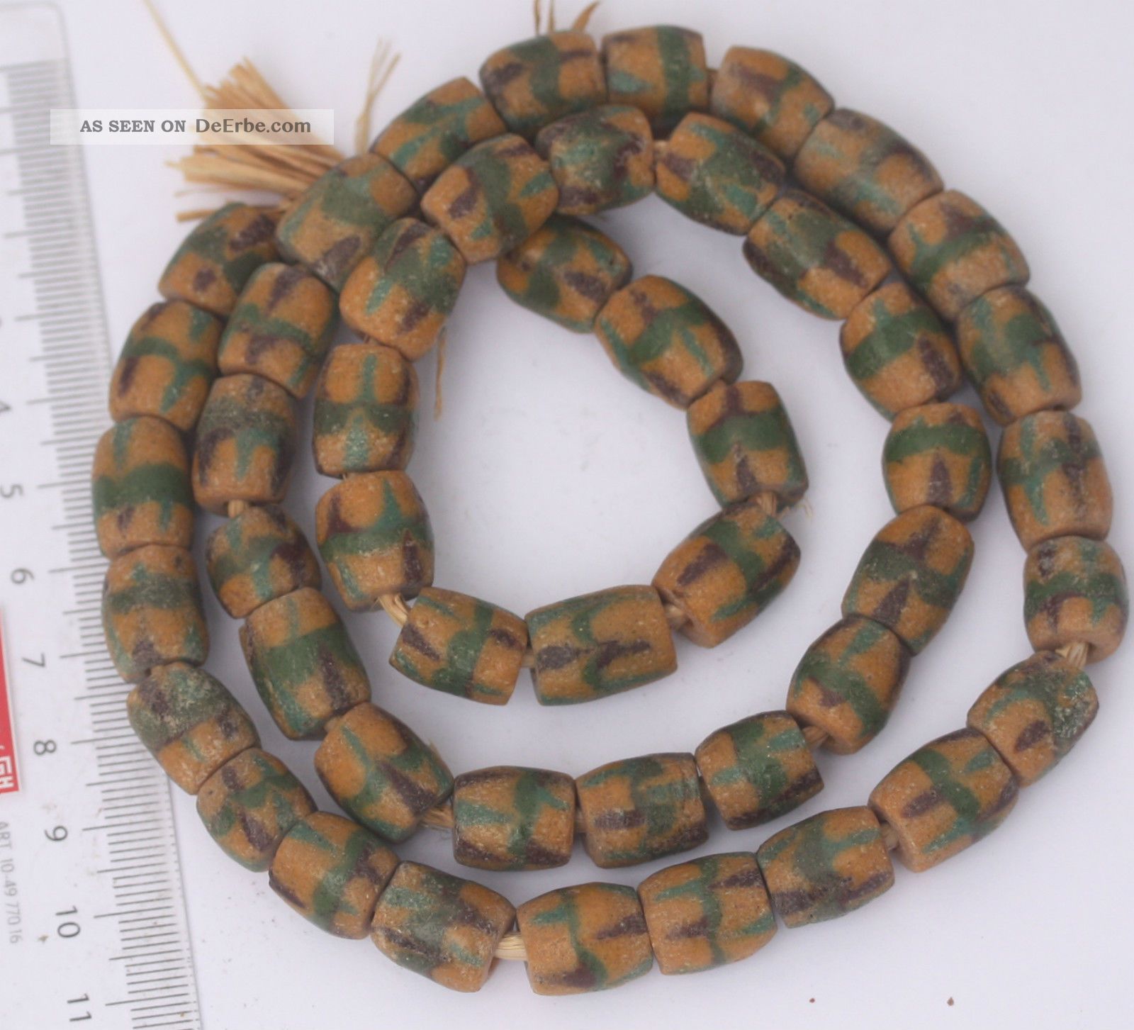 62 Cm Strang Antike Seltene Striped Glasperlen Glass Beads Ghana West - Afrika Afrika Bild