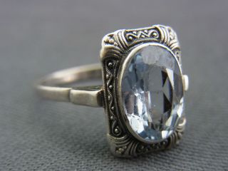 Schöner Alter Ring 835/ - Silber Blautopas Ca.  Um 1910 Bild