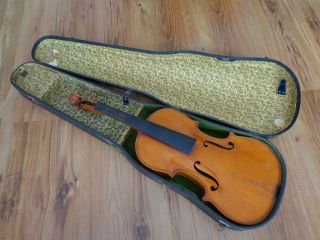 Alte Violine Geige 4/4 Zettel Compagnon Mit Geigenbogen Lupot Bild