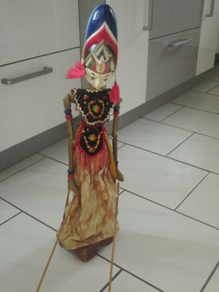 Alte Marionette Figur Puppe Theater Handarbeit Alt Aus Bali Selten 65 Cm Ständer Bild