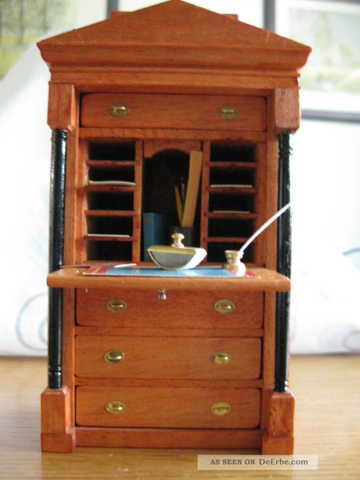 Puppenstube 1:12 Mini Mundus Biedermeier Schreibsekretär Mit Zubehör Puppenstuben & -häuser Bild