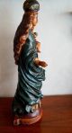 Antike Figur Heilige Maria Mit Jesuskind Mutter Gottes H.  70 Cm Statue Pappmache Vor 1900 Bild 2