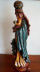 Antike Figur Heilige Maria Mit Jesuskind Mutter Gottes H.  70 Cm Statue Pappmache Vor 1900 Bild 4