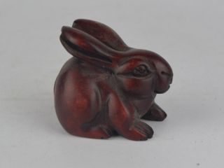 Collectible Exquisite Old Wood Carving Rabbit Pendant Statue Bild