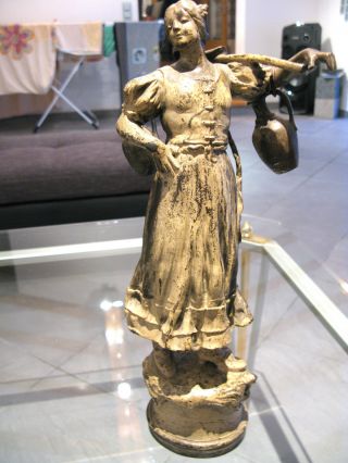 Antike Bronze Figur Wasserträgerin Signiert Roudin ???? Rodin ???? Bild