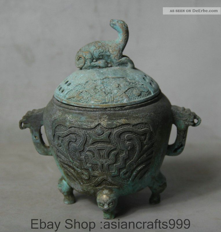Alte Qianlong Markierte Bronze Antique Pixiu Beast Räuchergefäss Censer Griff Antike Bild