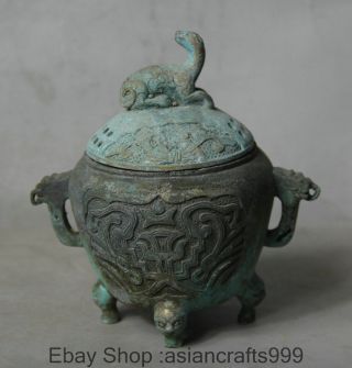 Alte Qianlong Markierte Bronze Antique Pixiu Beast Räuchergefäss Censer Griff Bild