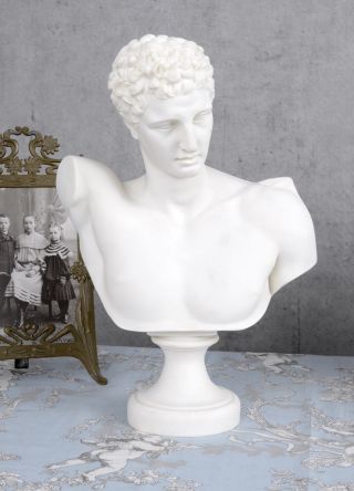 Alabaster Figur Adonis Marmor Büste Antike Männerkopf Exclusiv Bild