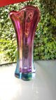 Murano Vase,  Blumenvase,  60er,  Zweifarbig Glas & Kristall Bild 2