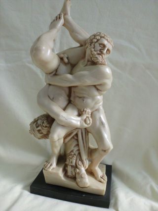 Figur Skulptur Plastik Antik Griechisch - Römisch Kämpfer Ringer Löwe?? Signiert Bild