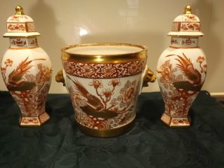 2 StÜck Beistell - Vasen Und Übertopf - Blumentopf Art Deco France Gemarkt Bild
