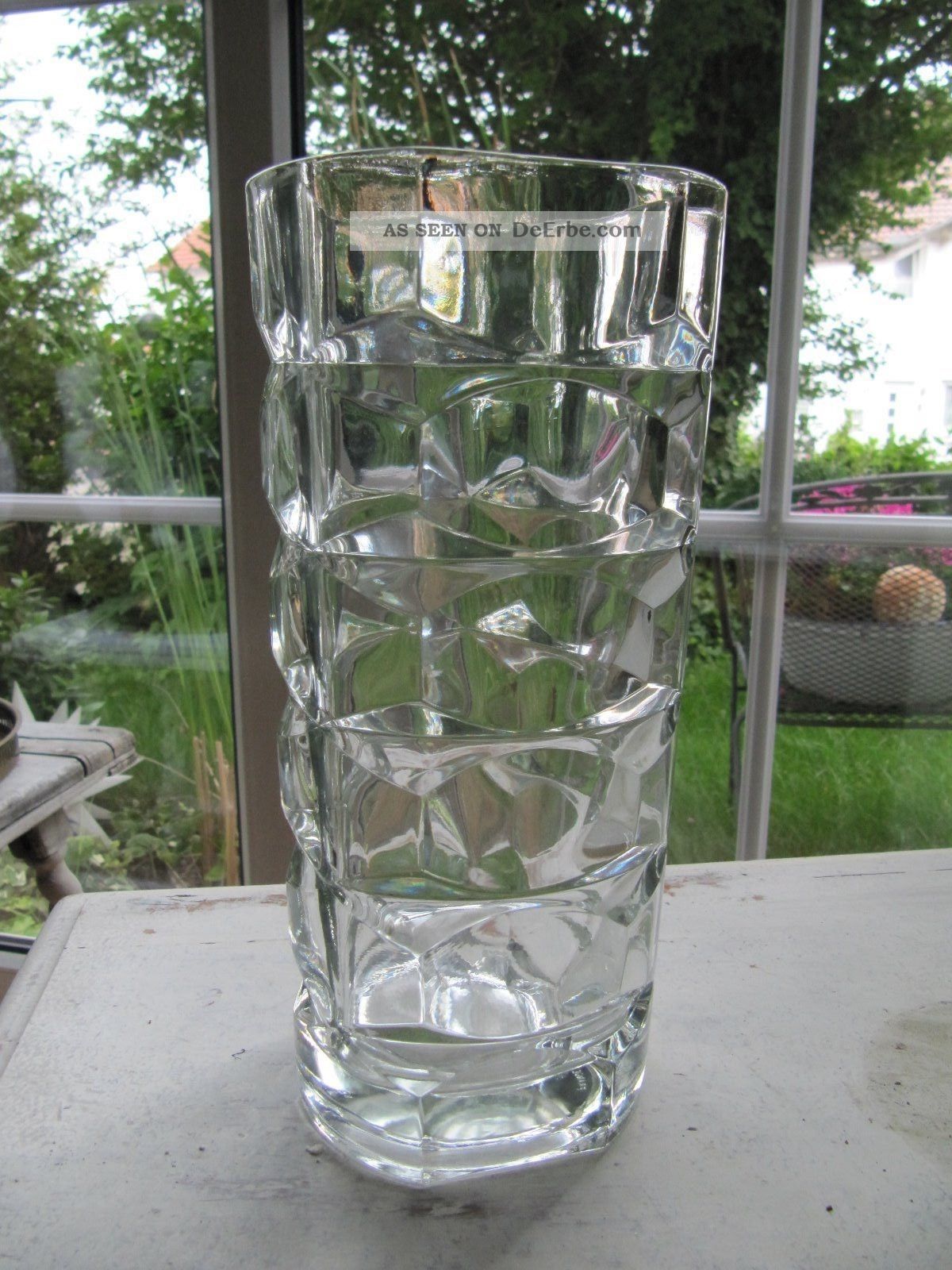 Tolle Luminarc Blockvase Bleikristall Vase 70er H 24,  8 Cm Frankreich 1970-1979 Bild