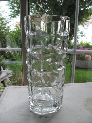 Tolle Luminarc Blockvase Bleikristall Vase 70er H 24,  8 Cm Frankreich Bild