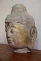 Buddha Kopf Steinbuddha Skulptur Aus Stein Granit Mit Goldfassung Antik Asien Asiatika: Südostasien Bild 2