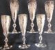 6 Sektgläser,  Champagnerflöten Um 1900 Geätzt/pantographiert,  Stiel Beschliffen Glas & Kristall Bild 4