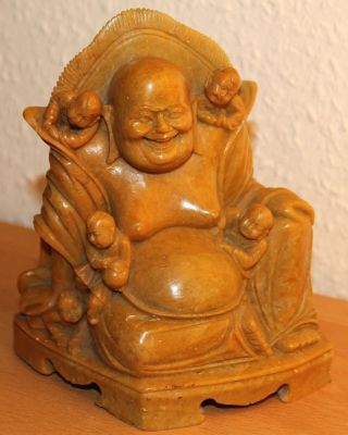 Chinesische Speckstein Figur Hotai Budai Buddha Soapstone Shoushan Carving Bild