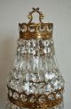 Alte Kristall Tischlampe Jugendstil Tischleuchter Kronleuchter Lampe Korblüster Antike Originale vor 1945 Bild 2