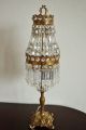 Alte Kristall Tischlampe Jugendstil Tischleuchter Kronleuchter Lampe Korblüster Antike Originale vor 1945 Bild 7