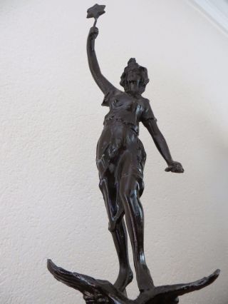Sehr Alte Figur Metall Auf Holzsockel Frau Auf Adler Um 1900 Jugendstil Bild