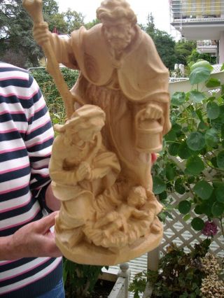 Holzfigur - Heiligenfigur - Blockkrippe - Krippenfigur - Oberammergau? - 36cm - Geschnitzt Bild