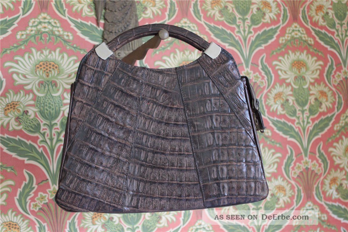 Henkeltasche,  Krokooptik,  Vintage,  Leder,  Wohl Um 1960,  Oma Handtasche Accessoires Bild