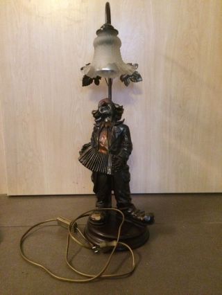 Tischlampe Clown Mit Akkordeon Claudio Vivan,  Kunstguß Alter Unbekannt Bild