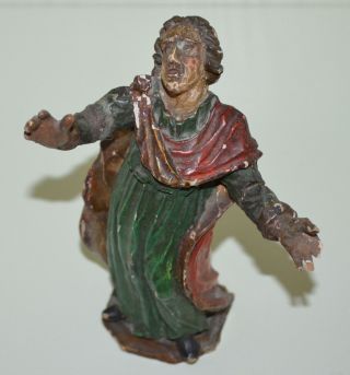 Antike Heiligen Figur Skulptur Schnitzerei Volkskunst Jesus Christus Bild