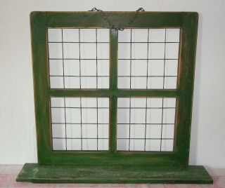 Uraltes Sprossenfenster - Holzfenster Mit Gitter - Metall - Deko Top Bild