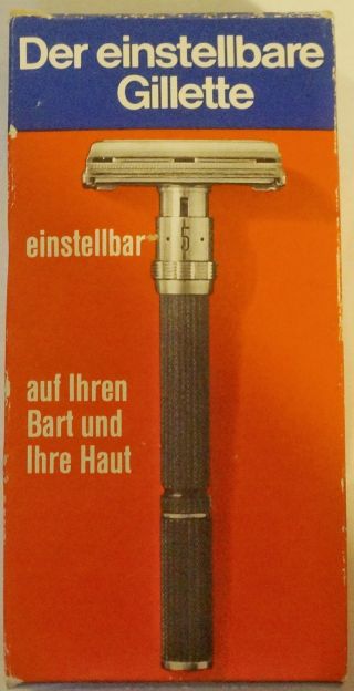 Der Einstellbare Gillette 60er Rasierhobel Nassrasierer Vintage & Ovp Bild