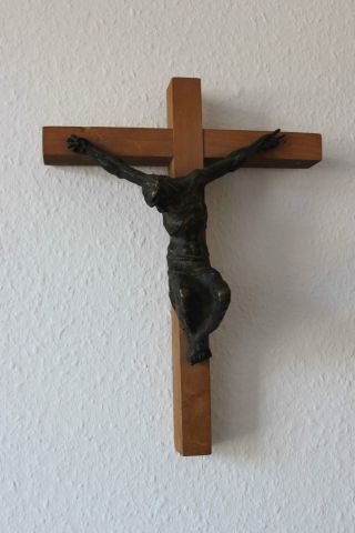 Kreuz Kruzifix Holz Bronze Bild
