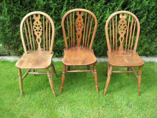 3 Antike Englische Windsor - Wheelback - Landhausstühle - Bild
