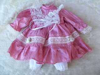 Alte Puppenkleidung Pink Silky Dress Outfit Vintage Doll Clothes 30 Cm Girl Bild