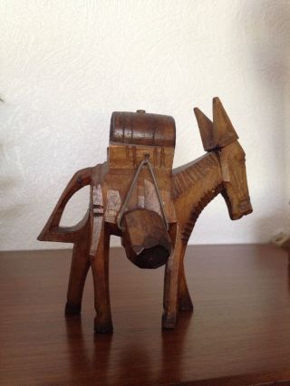 Skulptur Holz Esel Maultier Spanien 19.  Jahrhundert Unikat Figur Tier Design Rar Bild