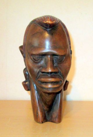 Großer Afrikanischer Frauenkopf Aus Ebenholz,  H - Ca.  20 Cm Bild