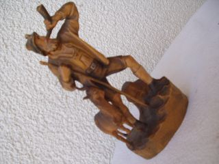 Alte Origi.  Sehr Fein Geschnitzte Und Bemalte Holz - Figur: Wanderer Mit Steinbock Bild