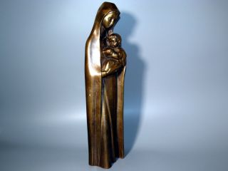Alte Große 3,  35 Kg Schwere Madonna - Figur Mit Jesus - Kind Bronze Messing Skulptur Bild