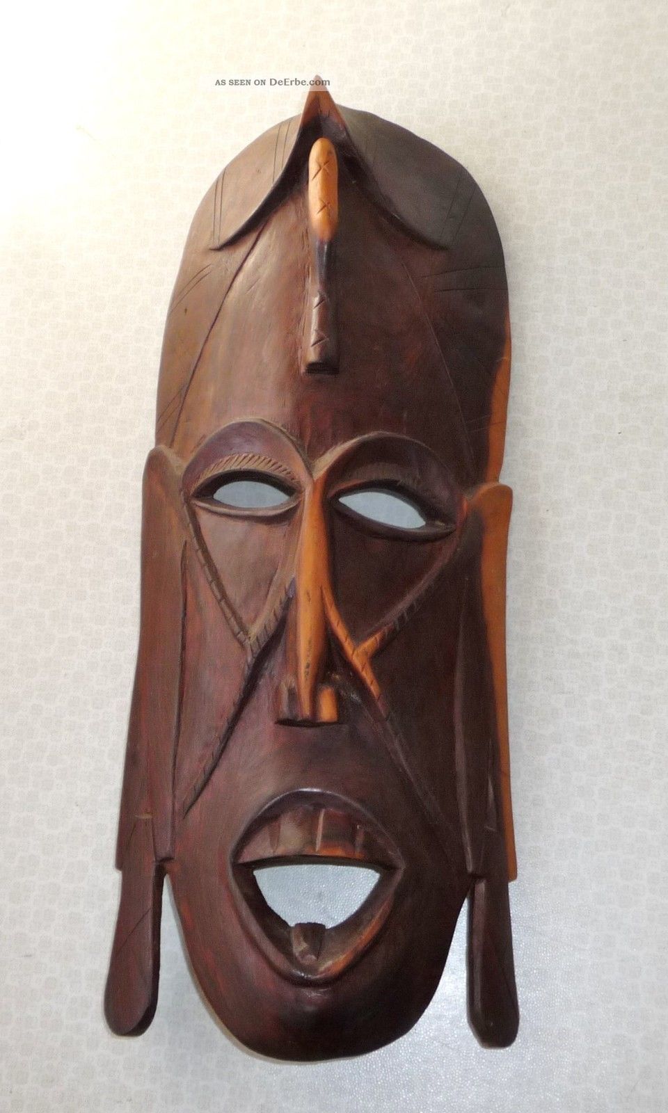 Große Maske Wandmaske Wandrelief Afrika - Holz - 50 X 20 X 9 Cm Entstehungszeit nach 1945 Bild