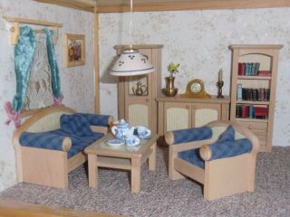 Wohnzimmer - Einrichtung 6tlg.  Holz Landhaus - Stil Bodo Hennig Für Puppenstube Bild