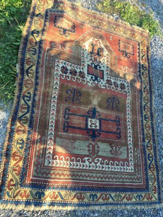 Sehr Alter Handgeknüpfter Perserteppich Antique Carpet Bild