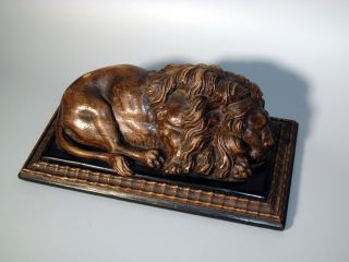 Antike Holz - Figur Geschnitzt Löwe Skulptur Schnitzerei 19.  Jh.  Lion Wood Carving Bild
