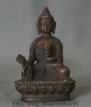 Alten Tibet Lila Bronze Männer La Medizin Buddha Medizinischen Gottes - Statue Bild