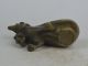 Old Exquisite China Copper Carving Mouse Carrying Gold Bag Statue Antike Bild 5