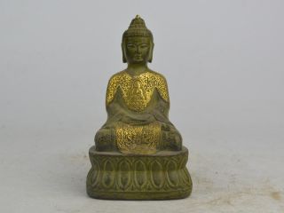 Old Lebendig Bronze&copper Skulptur Buddha Figure Statue Bild