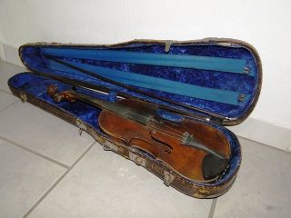 Uralte Geige Violine,  Kasten & Bogen Art Deco Brocante Shabby Frankreich Bild