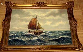 Top Niederländischer Kunstmaler - Ölgemälde - Marinemaler - Leinwand - Signatur Bild