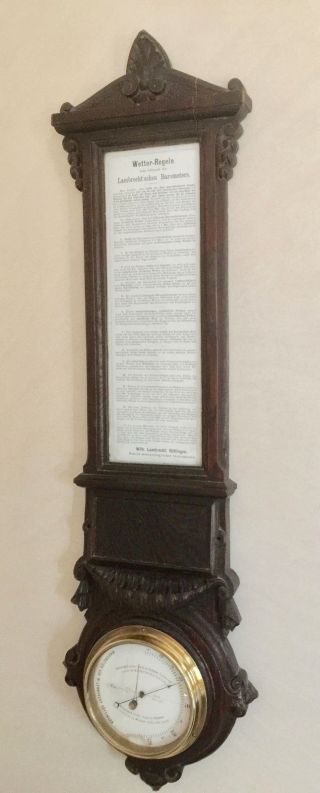 Altes Barometer W.  Lambrecht Göttingen Mit Wetter - Regeln Bild