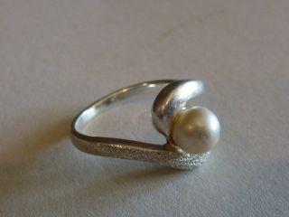 Damenring Silber Ring Perle Silberring Diamantiert / Glatt Design Schmuck 17mm Bild