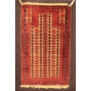 Alt Handgeknüpfter Orient Gebets Teppich Belutsch Old Rug Carpet Tapis 150x90cm Bild
