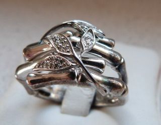 Art - Deco 925er Silber Ring Bambus Meisterpunze 